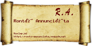 Rontó Annunciáta névjegykártya
